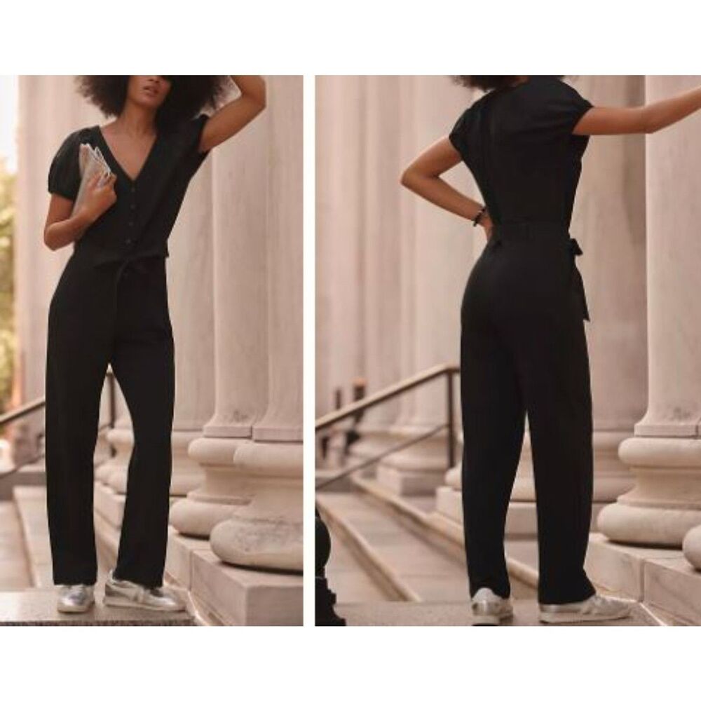 Anthropologie Sundays by Wearesundays Avia Jumpsuit Black Sz M NWT 298
